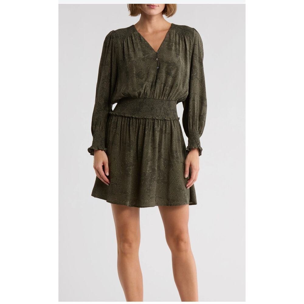 Rails Jasmine Smock Waist Dress Size L Olive Green Party‎ Formal Cocktail Spring